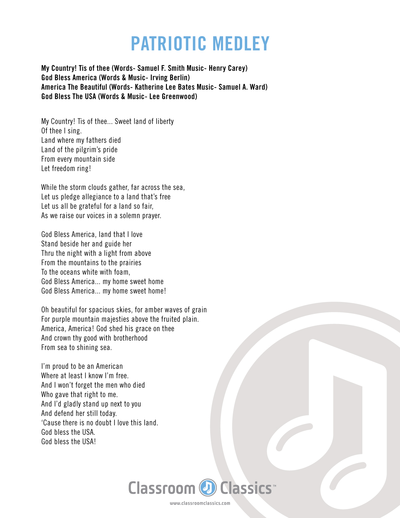 happy birthday america song lyrics